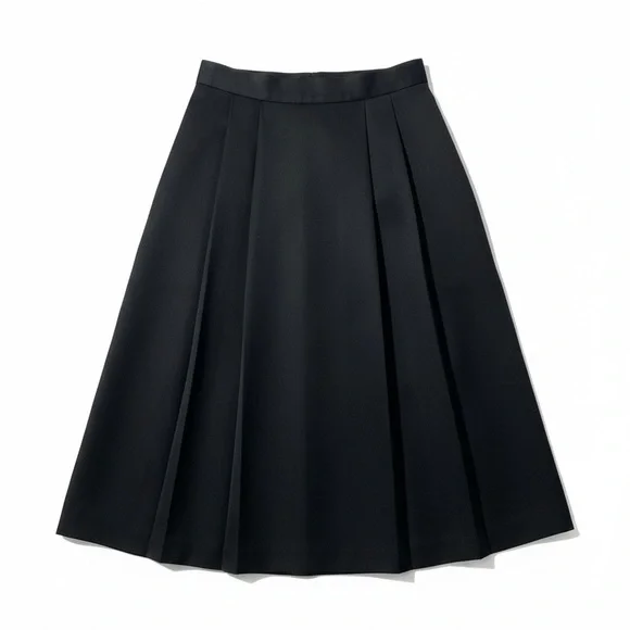 Vtg Harve Benard Classic Black Pleated Wool Midi Skirt - Hong Kong - Women’s 4 - Picture 4 of 10
